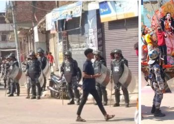 सर्लाहीको मलँगवास्थित दुर्गा मूर्ति विर्सजनामा रुट परिवर्तनपछि समान्य झडप, अवस्था समान्य