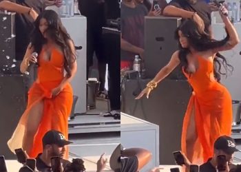 कन्सर्टमा र्‍यापर कार्डी बीले दर्शकलाई माइकले प्रहार गरिन्