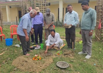 बबियामा सरस्वती मन्दिरकाे शिलान्यास