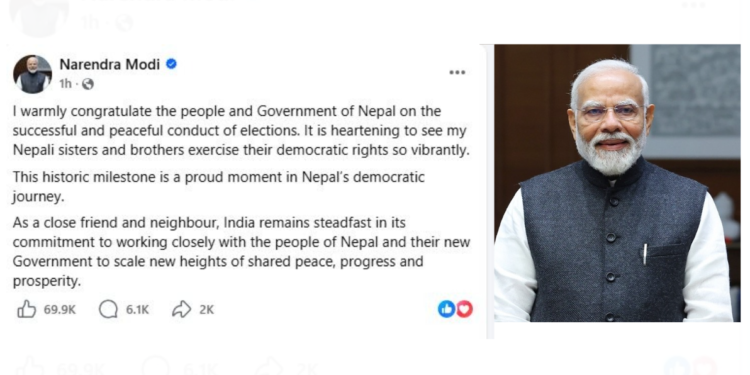 नेपालको नयाँ सरकारसँग सहकार्य गर्न भारत प्रतिबद्ध : नरेन्द्र मोदी